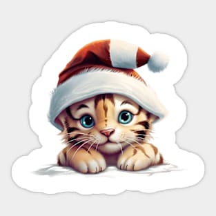 Christmas Peeking Baby Tiger Sticker